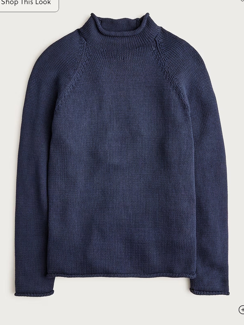 J. Crew Navy Cotton Rollneck Crewneck Sweater